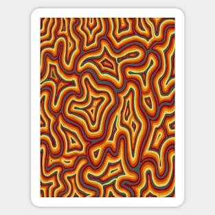 Red Orange Yellow Green Groovy Autumnal Liquid Marble Swirl Sticker